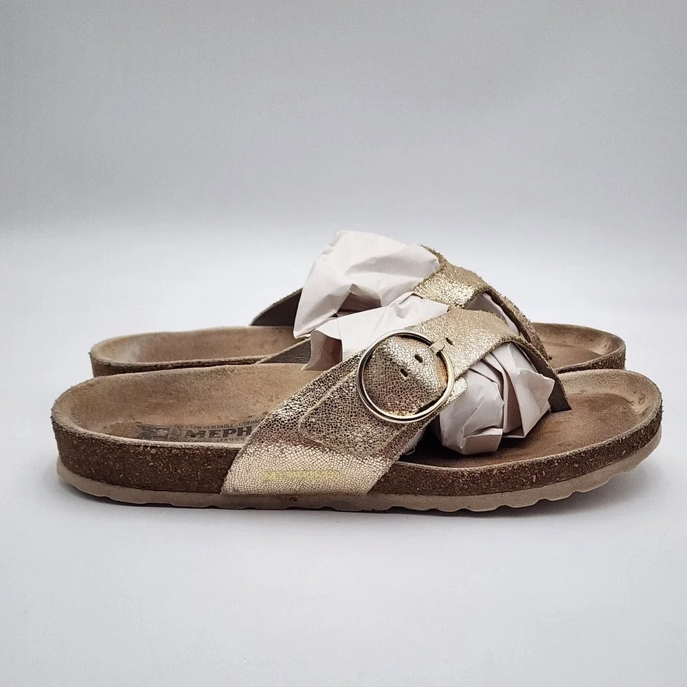 Mephisto‎ Helen Sandals Women's Size 38 US Size 8 Metallic Gold Buckle